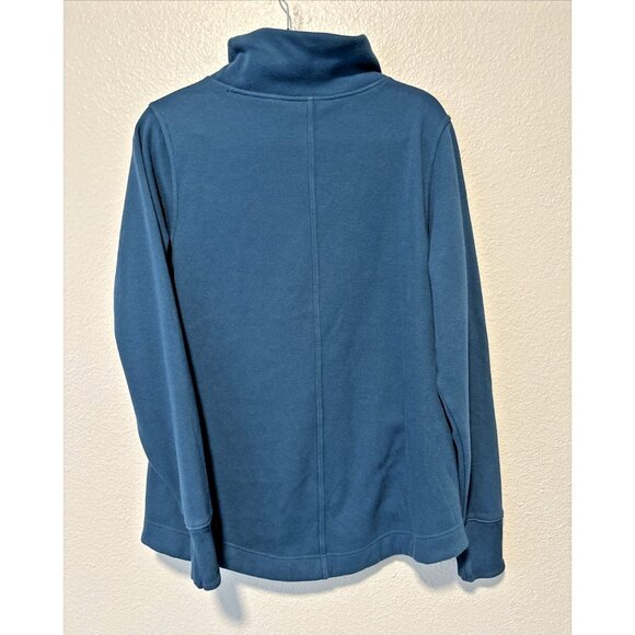 Athleta Cozy Karma II Sweatshirt Pullover Blue Twist Neck Women's M Athleisure - Picture 2 of 7